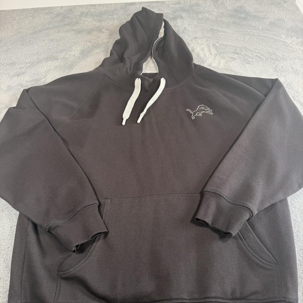 Detroit Lions Hoodie Mens Large Black NFL Football Antigua Logo Sweatshirt - Picture 5 of 12